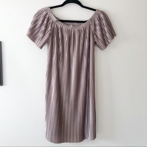 Glamorous Metallic Crinkle Off Shoulder Dress